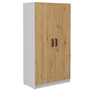 Szafa dwudrzwiowa Stundly z ośmioma półkami 80 cm Szary/Dąb artisan Wyprzedaż