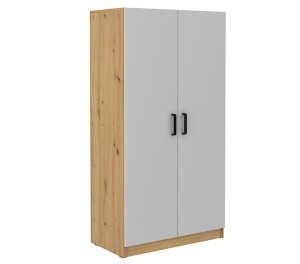 Szafa dwudrzwiowa Stundly z ośmioma półkami 80 cm Dąb artisan/Szary Wyprzedaż