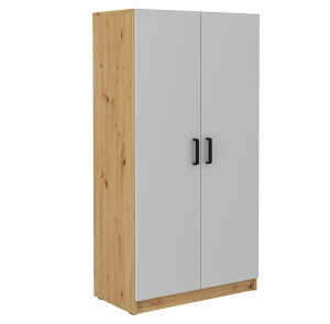 Szafa dwudrzwiowa Stundly z wieszakiem 80 cm Dąb artisan/Szary Wyprzedaż