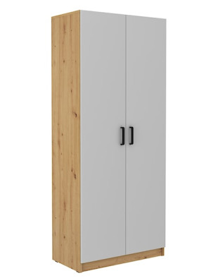 Szafa dwudrzwiowa Stundly z pięcioma półkami 80 cm Dąb artisan/Szary Wyprzedaż