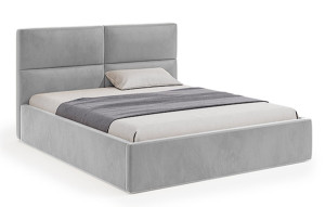 Łóżko tapicerowane Helma 140x200 cm z pojemnikiem szare welur HOMEBOOK