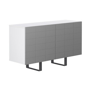 Włoska komoda dwudrzwiowa Antoinettie 110 cm z przetworzonych butelek PET Biały/Szary HOMEBOOK