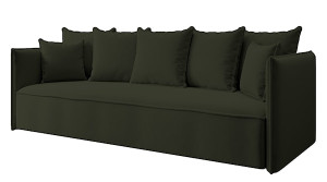 Kanapa z funkcją spania trzyosobowa Calabrio z pojemnikiem velvet granatowa łatwoczyszcząca HOMEBOOK kanapa z funkcją spania