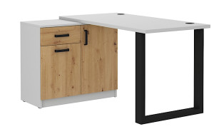 Biurko z komodą Stundly 138 cm Szary/Dąb artisan Wyprzedaż