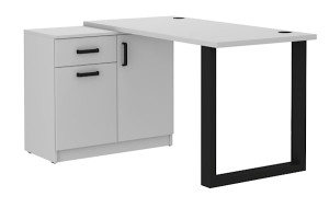 Biurko z komodą Stundly 138 cm Szary Wyprzedaż