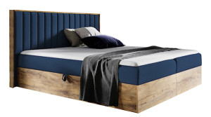 Łóżko kontynentalne Mirolla 120x200 z dwoma pojemnikami i materacem granatowe HOMEBOOK