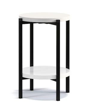 Stolik kawowy Kortala okrągły 40 cm biały połysk wysoki HOMEBOOK