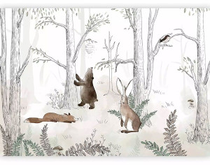 Fototapeta Rysowany las 350x256 cm na białym tle Wyprzedaż