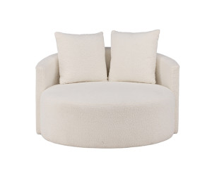 Sofa dwuosobowa Suppine biała w tkaninie boucle Wyprzedaż