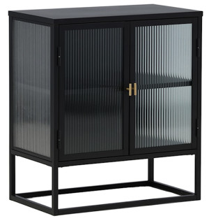 Witryna metalowa Garis dwudrzwiowa czarna ze złotymi uchwytami Wyprzedaż