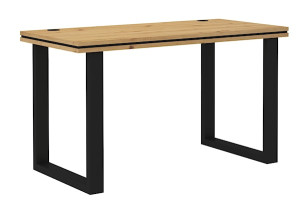 Biurko Stundly z metalowymi nogami 138 cm Dąb artisan z czarną obwódką Wyprzedaż