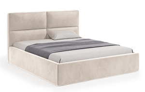Łóżko tapicerowane Helma 160x200 cm z pojemnikiem beżowe welur HOMEBOOK