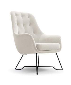 Fotel kubełkowy Meknes kremowy velvet łatwoczyszczący HOMEBOOK