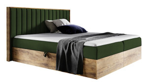 Łóżko kontynentalne Mirolla 140x200 z dwoma pojemnikami i materacem ciemnozielone HOMEBOOK