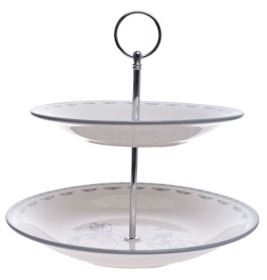 Patera Dockesh dwupoziomowa biało-szara z zajączkami