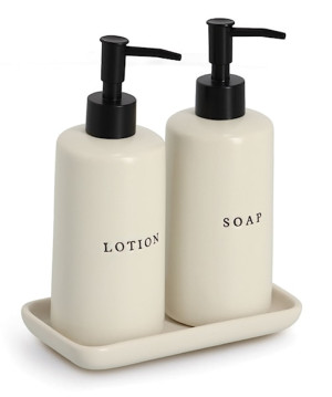 Zestaw dozowników Latnis ceramiczne beżowe