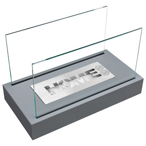 Biokominek wolnostojący Cerin szary strukturalny z certyfikatem TÜV HOMEBOOK