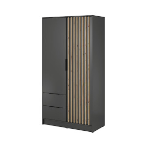 Szafa dwudrzwiowa Karette grafitowa lamele dąb artisan HOMEBOOK