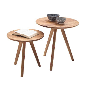 Zestaw stolików Melogreno średnica 40 i 50 cm dąb sękaty HOMEBOOK