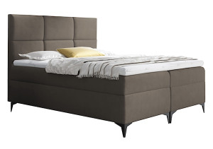 Łóżko kontynentalne Firome 180x200 z dwoma pojemnikami, materacem i topperem ciemnobrązowe hydrofobowe HOMEBOOK