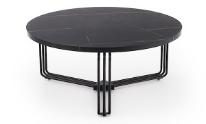 Stolik kawowy Densure okrągły średnica 80 cm czarny marmur HOMEBOOK