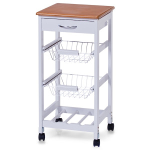 Regał kuchenny Skanie z bambusowym blatem biały HOMEBOOK