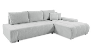 Narożnik z funkcją spania Magliano L-kształtny z pojemnikiem jasnoszary sztruks prawostronny Wyprzedaż