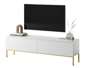 Szafka RTV Bemmi 150 cm biała ze złotymi nogami HOMEBOOK