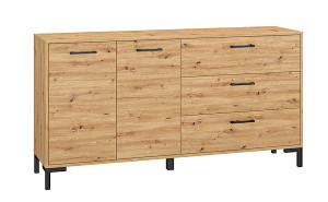 Komoda Ballarti 159 cm dwudrzwiowa z trzema szufladami Dąb artisan HOMEBOOK