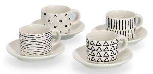 Zestaw 4 filiżanek do espresso Undablo biało-czarne