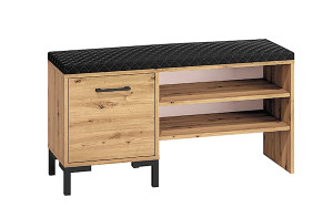 Szafka na buty Ballarti 105 cm z otwartymi półkami i siedziskiem Dąb artisan HOMEBOOK