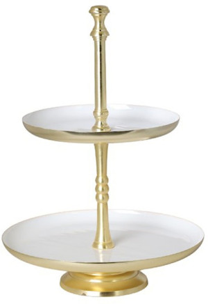 Patera Fistons metalowa dwupoziomowa biało-złota Wyprzedaż