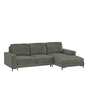 Narożnik rozkładany z funkcją spania Mokpeo L-kształtny z dwoma pojemnikami na czarnych nóżkach zielony w tkaninie łatwoczyszczącej prawostronny HOMEBOOK