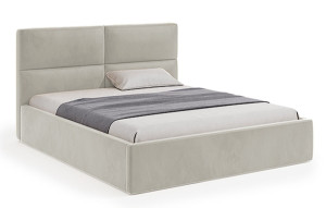 Łóżko tapicerowane Helma 180x200 cm z pojemnikiem kremowe welur HOMEBOOK