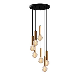 Lampa wisząca Thestly x7 czarno-złota HOMEBOOK