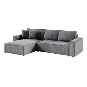 Narożnik rozkładany z funkcją spania Farese L szary sztruks HOMEBOOK