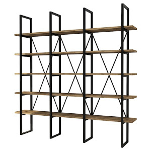 Regał metalowy Kajrone czarny/orzech HOMEBOOK