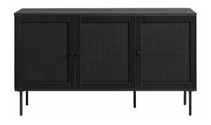 Komoda trzydrzwiowa Mogest czarna plecionka boho Wyprzedaż
