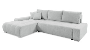 Narożnik z funkcją spania Magliano L-kształtny z pojemnikiem jasnoszary sztruks lewostronny Wyprzedaż