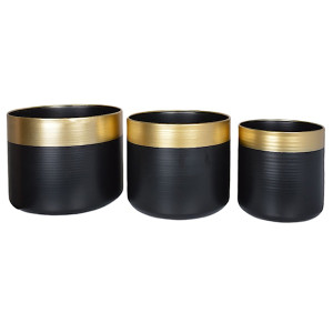 Zestaw trzech doniczek Euerers ze złotym paskiem HOMEBOOK