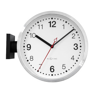 Zegar ścienny Double Small 28 cm biało-czarny Wyprzedaż