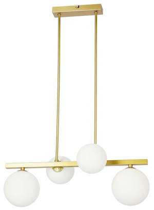 Lampa wisząca Kama x4 mosiężna z białymi kloszami Wyprzedaż