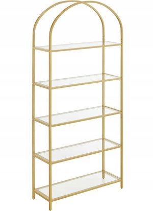 Regał otwarty Asheat z pięcioma półkami złoty Wyprzedaż