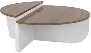 Stolik kawowy Hypnesse o nieregularnym kształcie orzech z białą podstawą Wyprzedaż