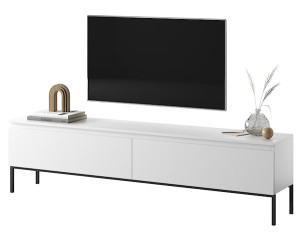 Szafka RTV Bemmi 175 cm biała z czarnymi nogami Wyprzedaż