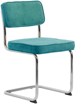 Krzesło tapicerowane Dessaus na chromowanej podstawie niebieskie Wyprzedaż