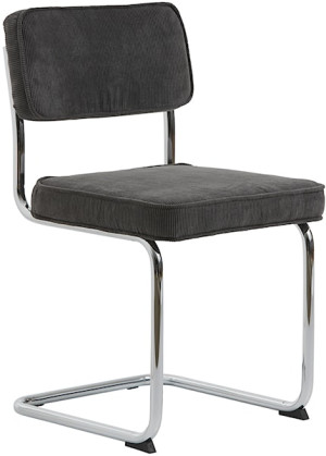 Krzesło tapicerowane Dessaus na chromowanej podstawie ciemnoszare Wyprzedaż