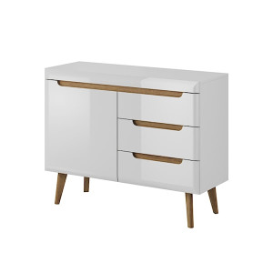 Komoda jednodrzwiowa z trzema szufladami Livinella biała HOMEBOOK
