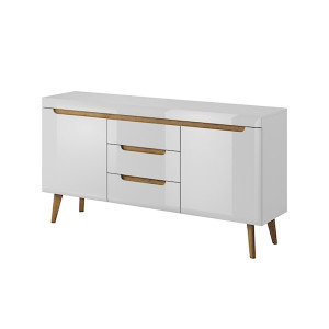 Komoda dwudrzwiowa z trzema szufladami Livinella biała HOMEBOOK