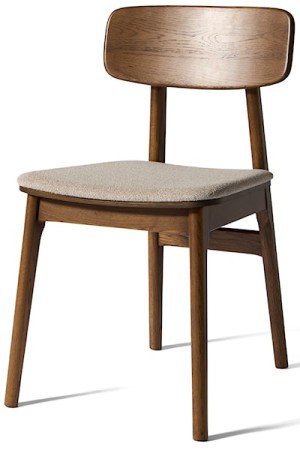 Krzesło drewniane Sunfirs dąb palony / beżowe siedzisko Wyprzedaż